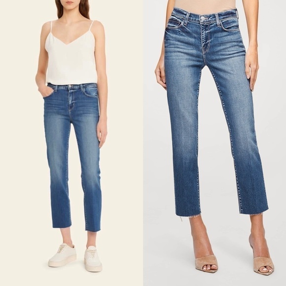 NWT L'AGENCE Straight Leg Distressed Denim Ankle Crop Raw Fray Hem Slim Jeans 25 - Picture 5 of 9